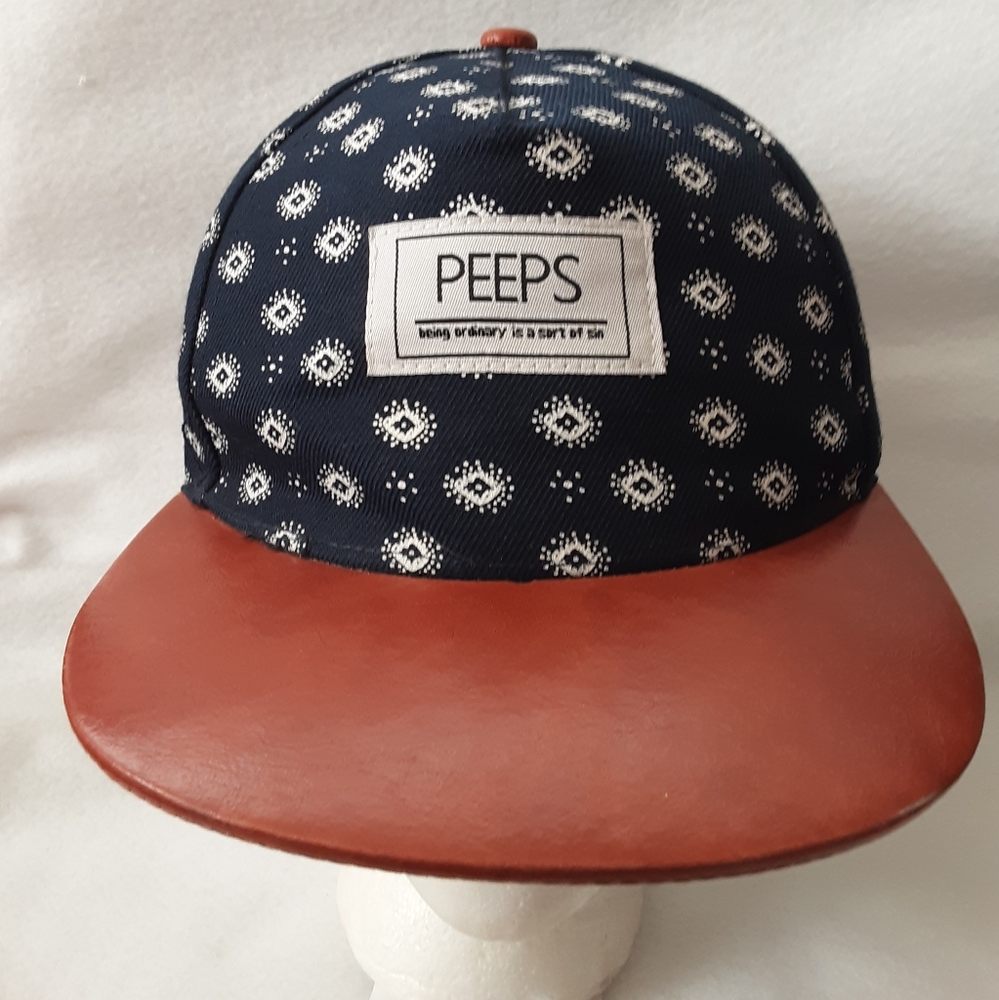 Peeps Navy and Brown Patterned Cap